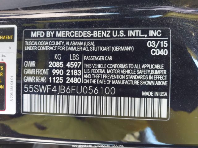 Photo 8 VIN: 55SWF4JB6FU056100 - MERCEDES-BENZ C-CLASS 