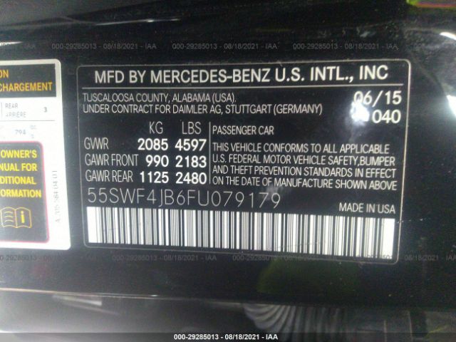 Photo 8 VIN: 55SWF4JB6FU079179 - MERCEDES-BENZ C-CLASS 