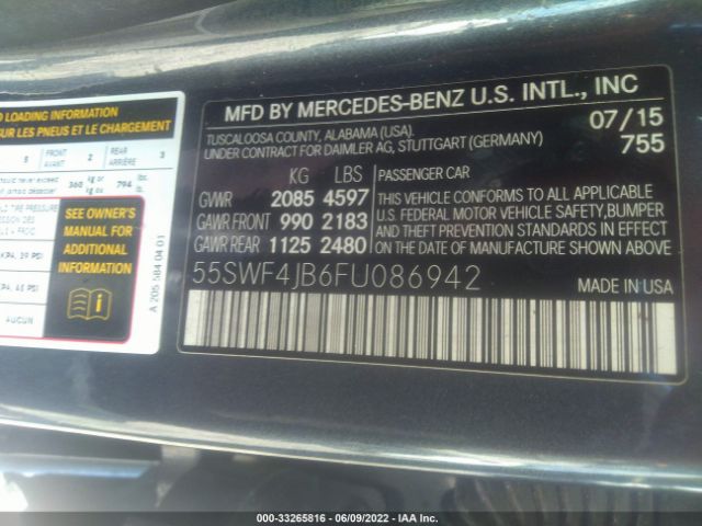 Photo 8 VIN: 55SWF4JB6FU086942 - MERCEDES-BENZ C-CLASS 