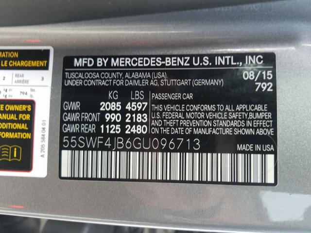 Photo 9 VIN: 55SWF4JB6GU096713 - MERCEDES-BENZ C 300 