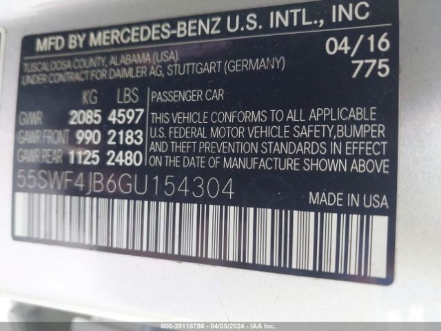 Photo 8 VIN: 55SWF4JB6GU154304 - MERCEDES-BENZ C 300 