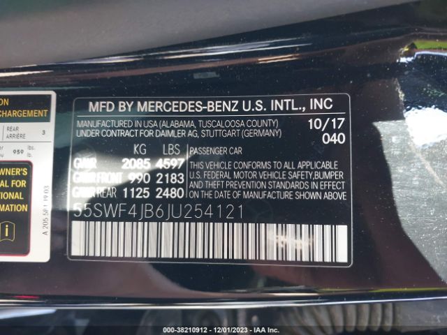 Photo 8 VIN: 55SWF4JB6JU254121 - MERCEDES-BENZ C 300 