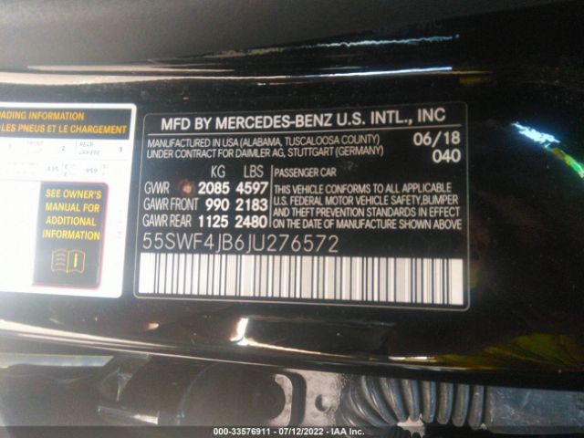 Photo 8 VIN: 55SWF4JB6JU276572 - MERCEDES-BENZ C-CLASS 