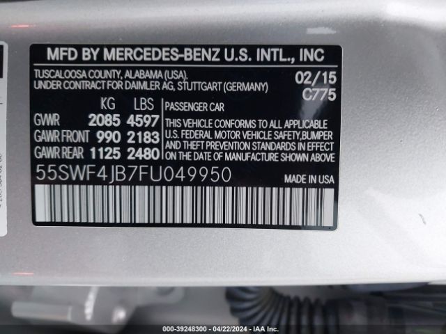 Photo 8 VIN: 55SWF4JB7FU049950 - MERCEDES-BENZ C 300 