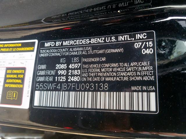 Photo 9 VIN: 55SWF4JB7FU093138 - MERCEDES-BENZ C 300 