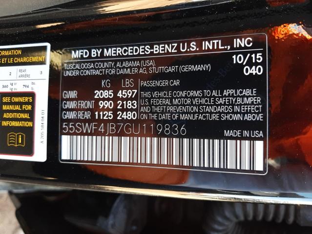 Photo 11 VIN: 55SWF4JB7GU119836 - MERCEDES-BENZ C-CLASS 