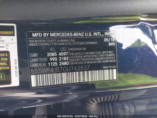 Photo 8 VIN: 55SWF4JB7GU162637 - MERCEDES-BENZ C 300 