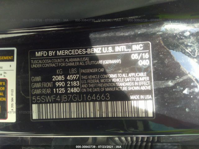 Photo 8 VIN: 55SWF4JB7GU164663 - MERCEDES-BENZ C-CLASS 