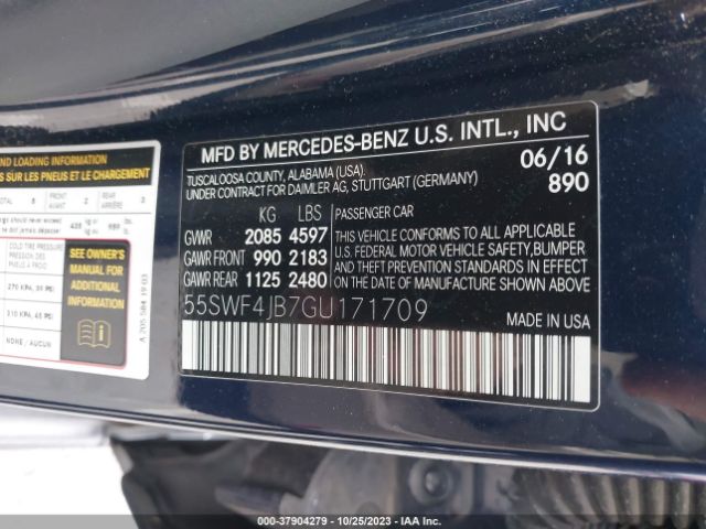 Photo 8 VIN: 55SWF4JB7GU171709 - MERCEDES-BENZ C-CLASS 