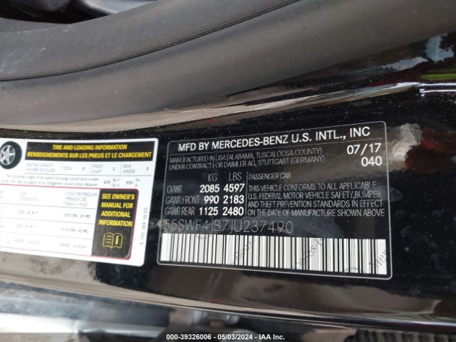 Photo 8 VIN: 55SWF4JB7JU237490 - MERCEDES-BENZ C 