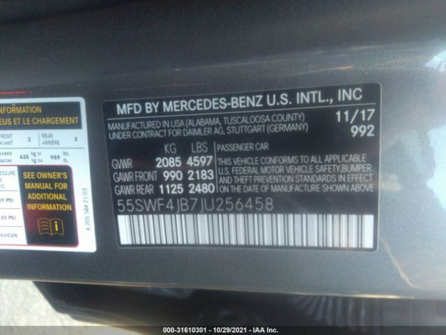 Photo 8 VIN: 55SWF4JB7JU256458 - MERCEDES-BENZ C-CLASS 