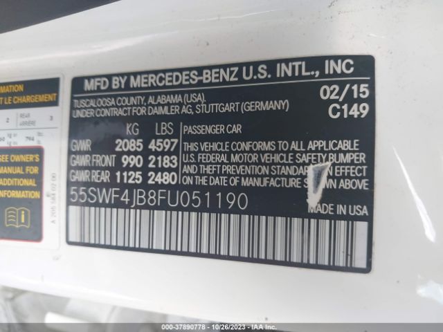 Photo 8 VIN: 55SWF4JB8FU051190 - MERCEDES-BENZ C-CLASS 