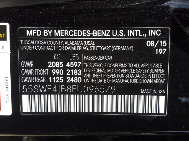 Photo 9 VIN: 55SWF4JB8FU096579 - MERCEDES-BENZ C 300 