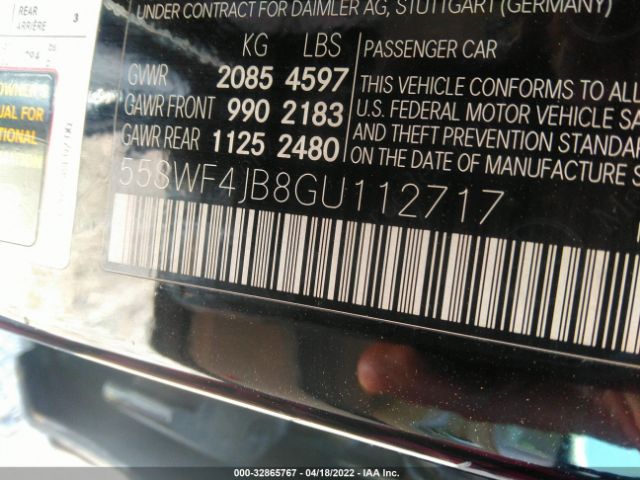 Photo 8 VIN: 55SWF4JB8GU112717 - MERCEDES-BENZ C-CLASS 