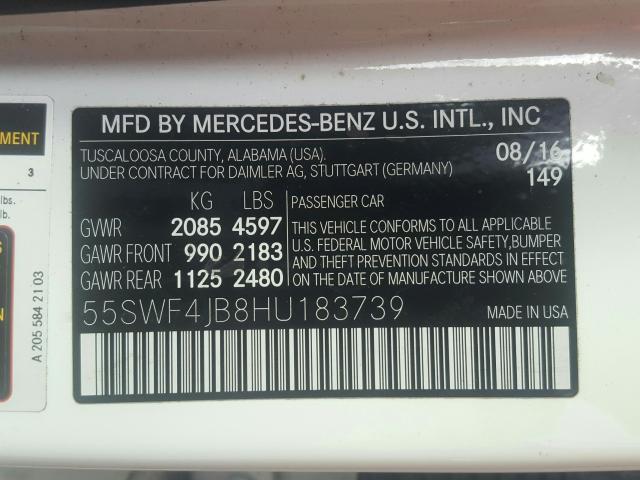 Photo 9 VIN: 55SWF4JB8HU183739 - MERCEDES-BENZ C 300 