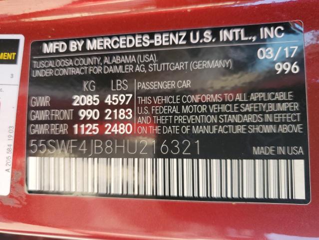 Photo 11 VIN: 55SWF4JB8HU216321 - MERCEDES-BENZ C 300 