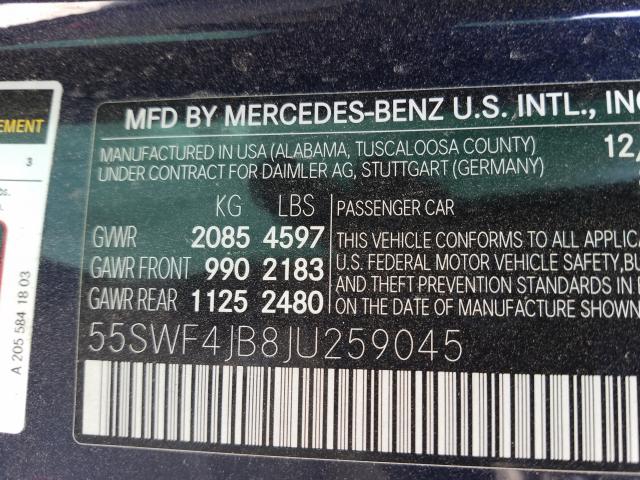 Photo 9 VIN: 55SWF4JB8JU259045 - MERCEDES-BENZ C 300 