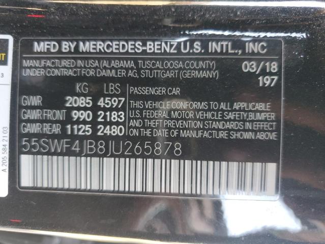 Photo 12 VIN: 55SWF4JB8JU265878 - MERCEDES-BENZ C-CLASS 