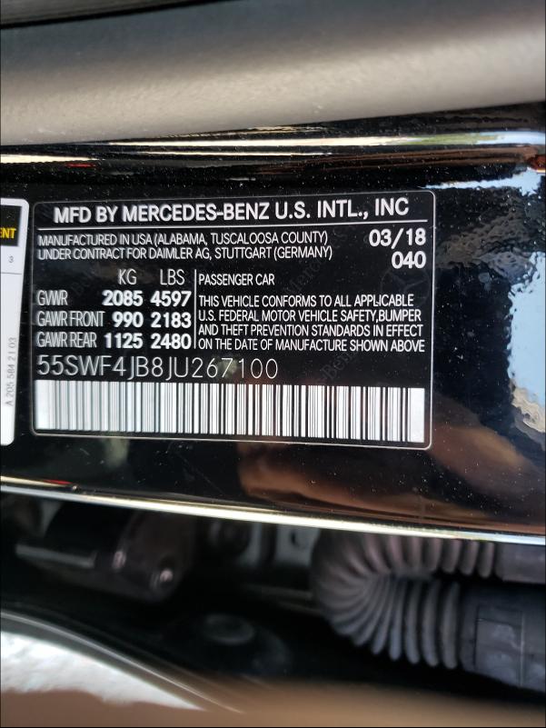 Photo 9 VIN: 55SWF4JB8JU267100 - MERCEDES-BENZ C 300 