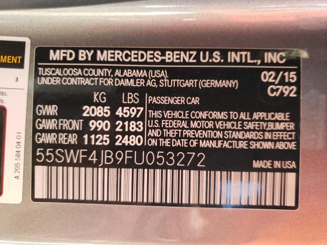 Photo 9 VIN: 55SWF4JB9FU053272 - MERCEDES-BENZ C-CLASS 