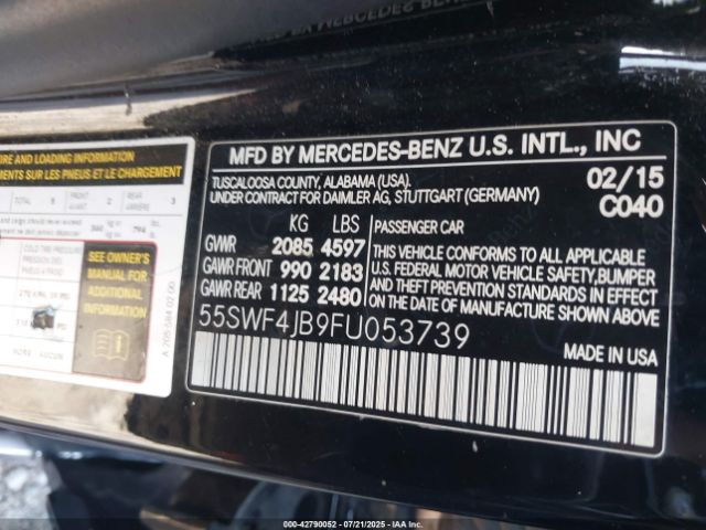 Photo 8 VIN: 55SWF4JB9FU053739 - MERCEDES-BENZ C-CLASS 