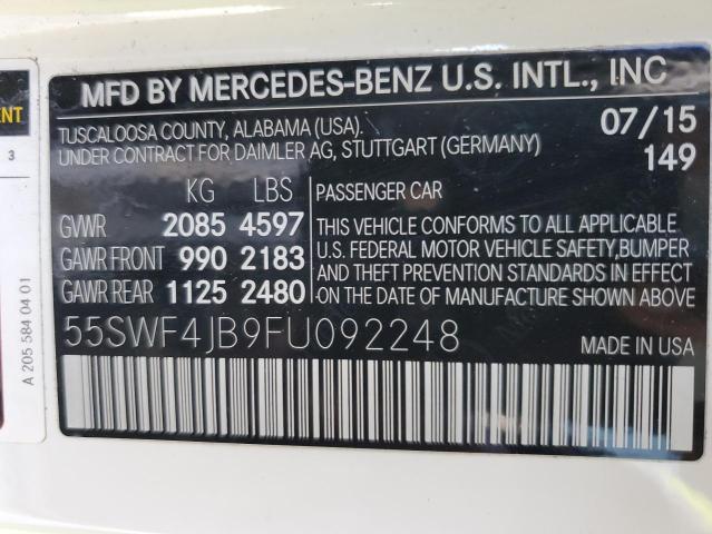 Photo 12 VIN: 55SWF4JB9FU092248 - MERCEDES-BENZ C-CLASS 