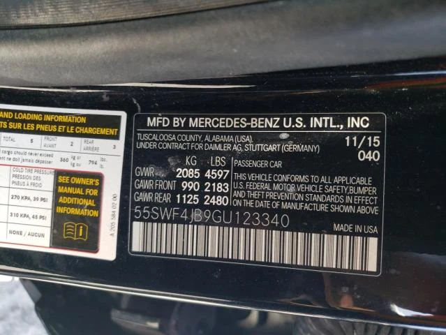 Photo 11 VIN: 55SWF4JB9GU123340 - MERCEDES-BENZ C 300 