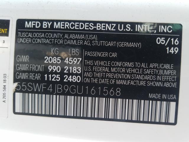 Photo 9 VIN: 55SWF4JB9GU161568 - MERCEDES-BENZ C 300 