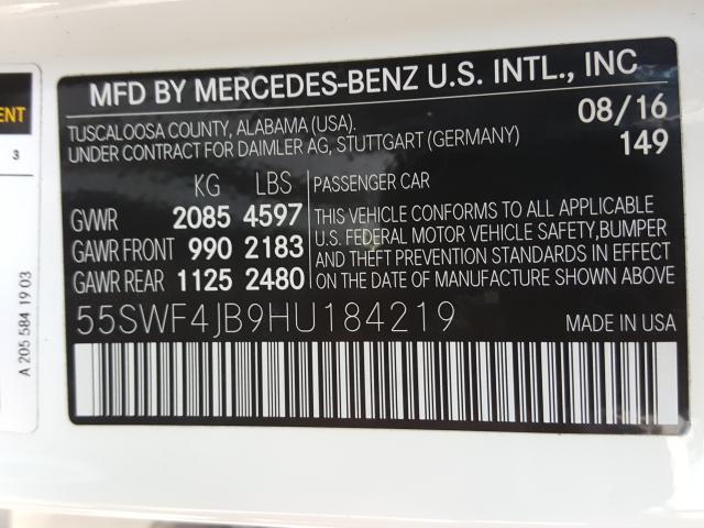 Photo 9 VIN: 55SWF4JB9HU184219 - MERCEDES-BENZ C 300 