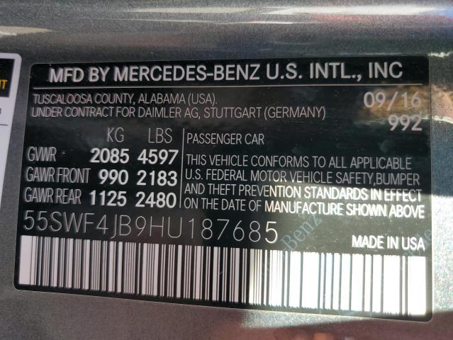 Photo 11 VIN: 55SWF4JB9HU187685 - MERCEDES-BENZ C-CLASS 