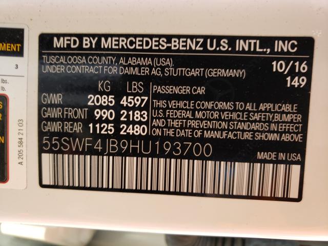 Photo 9 VIN: 55SWF4JB9HU193700 - MERCEDES-BENZ C 300 