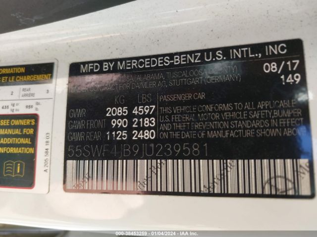 Photo 8 VIN: 55SWF4JB9JU239581 - MERCEDES-BENZ C 300 