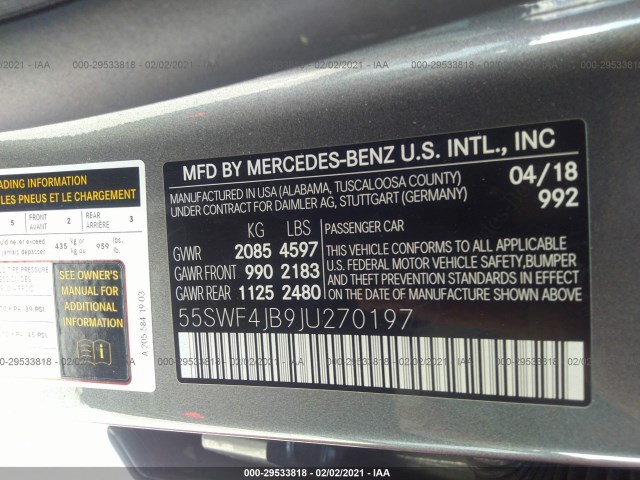 Photo 8 VIN: 55SWF4JB9JU270197 - MERCEDES-BENZ C-CLASS 