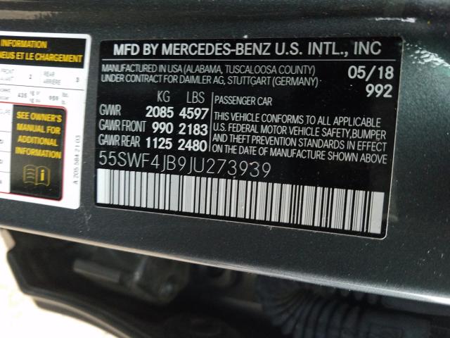 Photo 9 VIN: 55SWF4JB9JU273939 - MERCEDES-BENZ C 300 