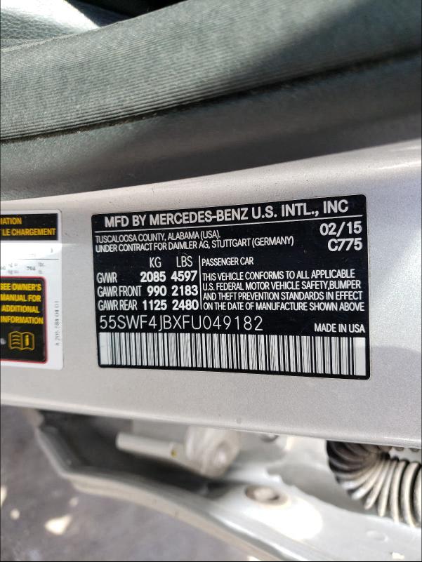 Photo 9 VIN: 55SWF4JBXFU049182 - MERCEDES-BENZ C 300 