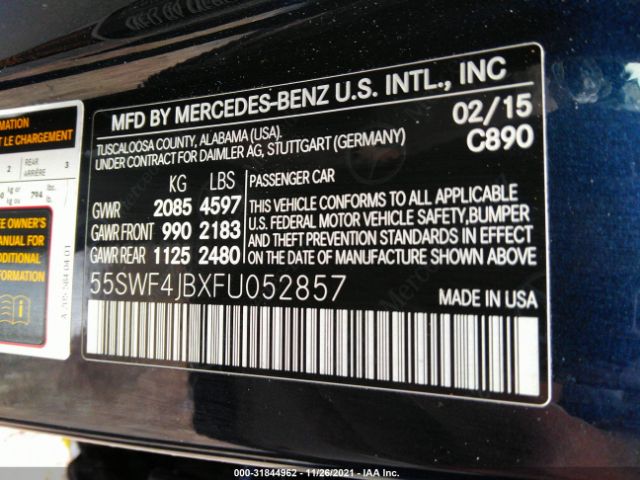 Photo 8 VIN: 55SWF4JBXFU052857 - MERCEDES-BENZ C-CLASS 