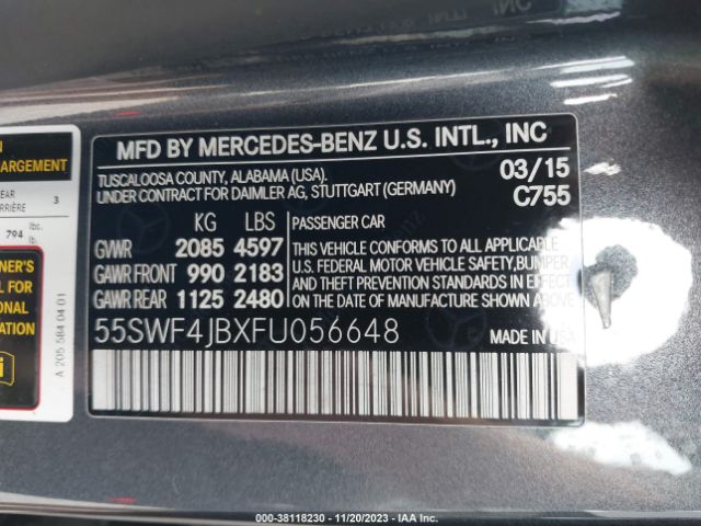 Photo 8 VIN: 55SWF4JBXFU056648 - MERCEDES-BENZ C 300 