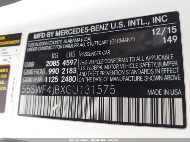 Photo 8 VIN: 55SWF4JBXGU131575 - MERCEDES-BENZ C-CLASS 