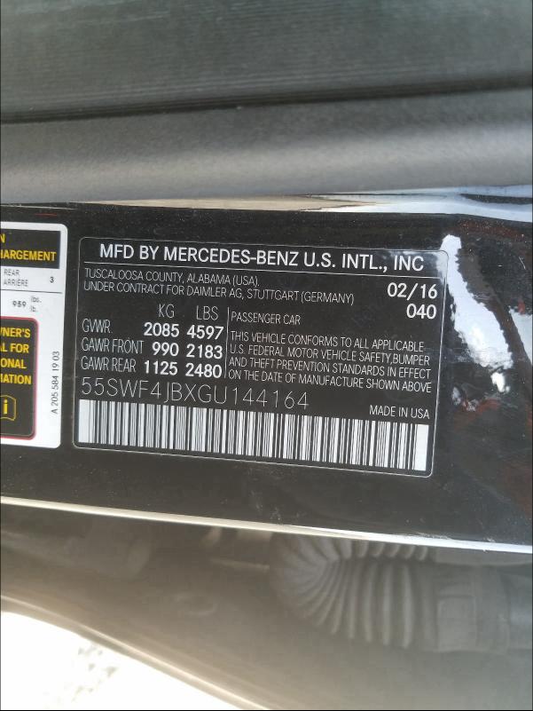 Photo 9 VIN: 55SWF4JBXGU144164 - MERCEDES-BENZ C 300 