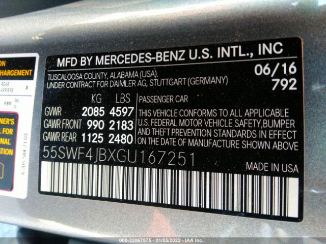 Photo 8 VIN: 55SWF4JBXGU167251 - MERCEDES-BENZ C-CLASS 