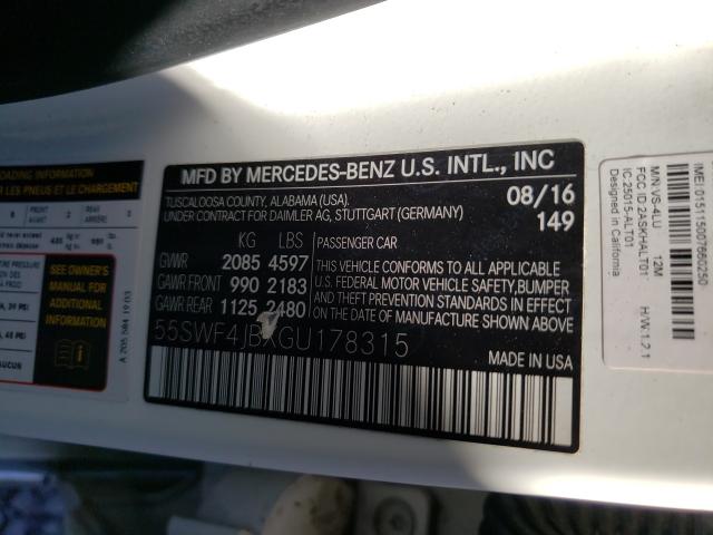 Photo 9 VIN: 55SWF4JBXGU178315 - MERCEDES-BENZ C 300 