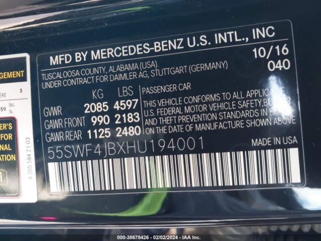 Photo 8 VIN: 55SWF4JBXHU194001 - MERCEDES-BENZ C 300 