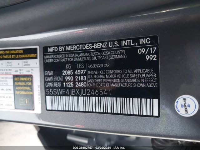 Photo 8 VIN: 55SWF4JBXJU246541 - MERCEDES-BENZ C 300 