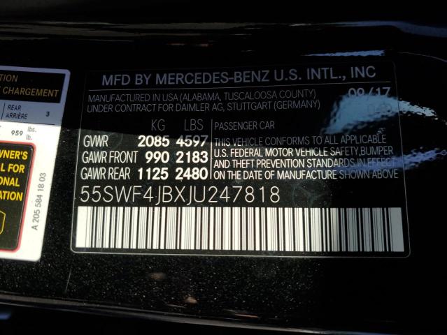 Photo 11 VIN: 55SWF4JBXJU247818 - MERCEDES-BENZ C-CLASS 