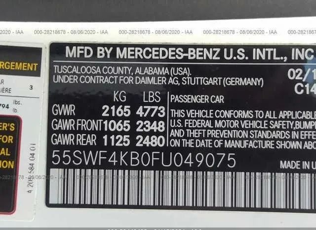 Photo 8 VIN: 55SWF4KB0FU049075 - MERCEDES-BENZ C-CLASS 