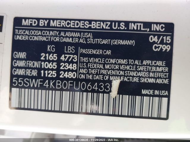 Photo 8 VIN: 55SWF4KB0FU064336 - MERCEDES-BENZ C 300 