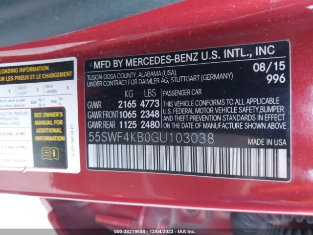 Photo 8 VIN: 55SWF4KB0GU103038 - MERCEDES-BENZ C 300 