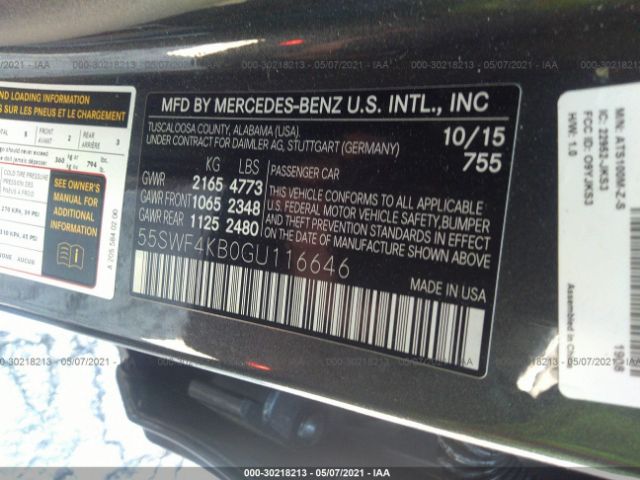 Photo 8 VIN: 55SWF4KB0GU116646 - MERCEDES-BENZ C-CLASS 