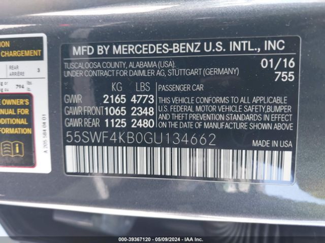 Photo 8 VIN: 55SWF4KB0GU134662 - MERCEDES-BENZ C 300 