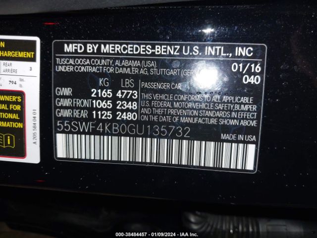 Photo 8 VIN: 55SWF4KB0GU135732 - MERCEDES-BENZ C 300 